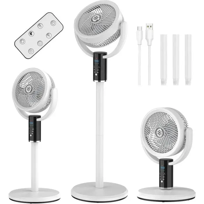 Ventilateur sur Pied Batterie Intégrée 6000mAh et 8 VitessesAssurant une Excellente Circulation dAir pour Famille et Utilisateurs