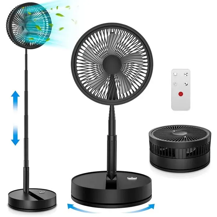Ventilateur sur pied - CHOUMICHA SAVEURS FRANCE AGRO - 9 Noir - Batterie 7200mAh - 4 vitesses & minuterie - Télécommande 70°