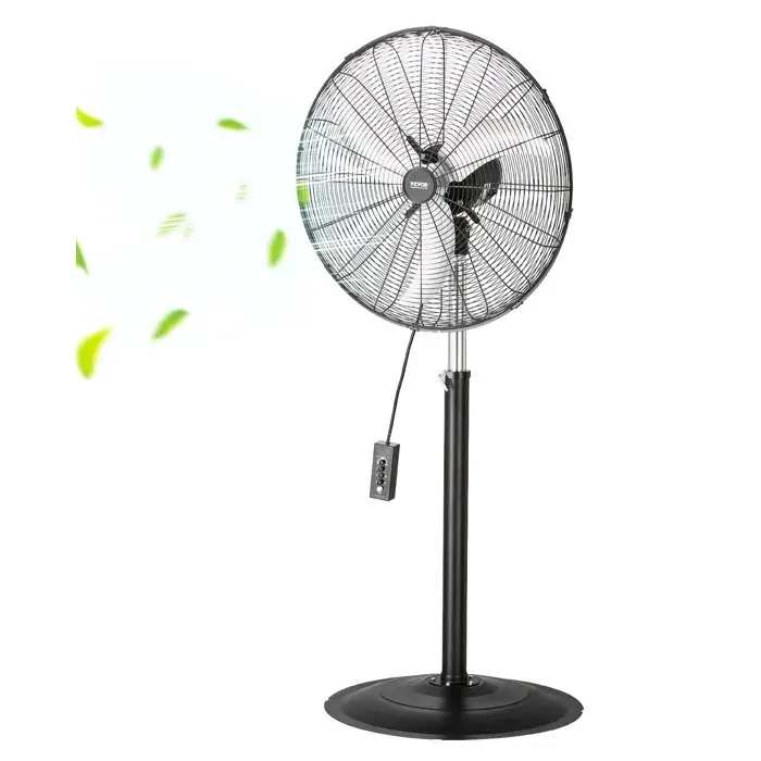 Ventilateur sur pied industriel 600 mm oscillant 85° 3 vitesses acier noir réglable en hauteur pour chambre salon bureau maison