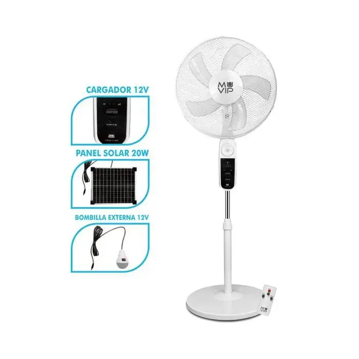 Ventilateur sur pied - MUVIP - 40 cm - 4 vitesses - Blanc - Réglable en hauteur - Oscillation - Silencieux