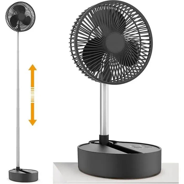 Ventilateur sur Pied Oscillant 10000 mAh 3 Vitesses Hauteur Réglable Portable Rechargeable pour Maison & Extérieur