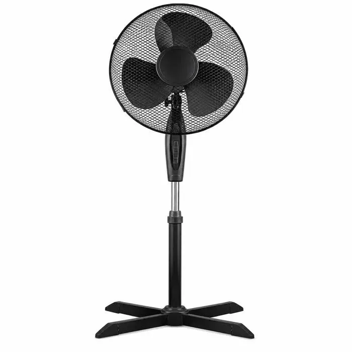 Ventilateur sur Pied Oscillant 45 cm Noir – 3 Vitesses Hauteur et Inclinaison Réglables