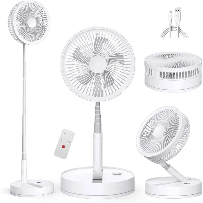 Ventilateur Sur Pied Oscillant Portable De 218 Cm Avec Télécommande Batterie Rechargeable Silencieuse De 8 000 Mah Alime[QW886]