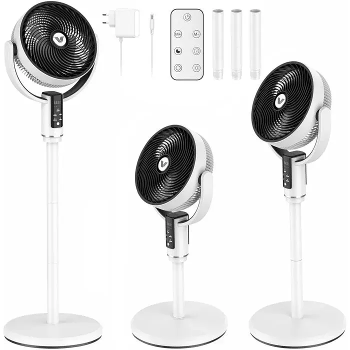 Ventilateur sur Pied Sans Fil Silencieux Rechargeable Moteur DC 10 Vitesses Veilleuse LED Chambre Salon Camping Bébé