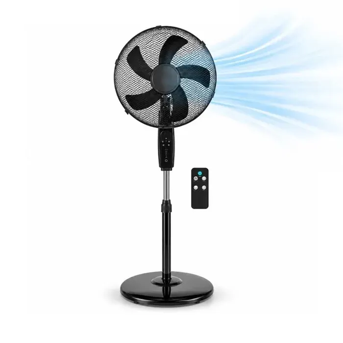 Ventilateur sur pied - Sans marque - Modèle 40 cm - Télécommande - 3 vitesses & 3 modes - Oscillation 60W — coloris Noir