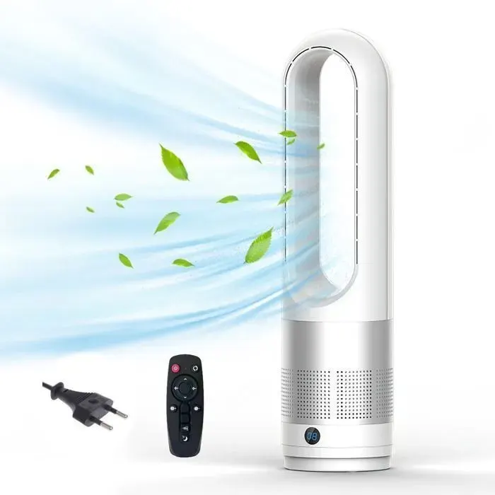 Ventilateur sur pied sans pales 60cm - avec télécommande - Silencieux et économe en énergie - Blanc