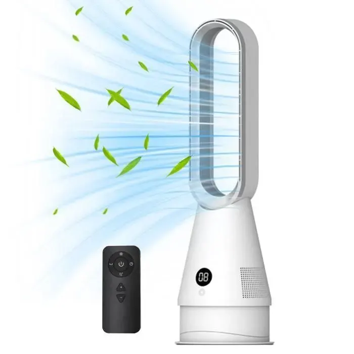 Ventilateur sur pied sans pales télécommandeVentilateur tour minuterie 9 h affichage à bouton-poussoir 8 vitesses-60cm