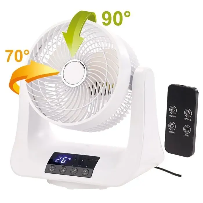 Ventilateur sur pied - SICHLER HAUSHALTSGERATE - Oscillation 3D - 45 W - Blanc - Télécommande