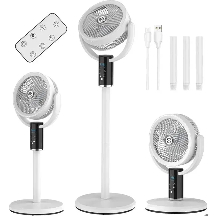 Ventilateur sur Pied Silencieux avec Écran LED Aromathérapie 8 Vitesses Minuterie 8H Veilleuse 3 Niveaux Fonction doscillation