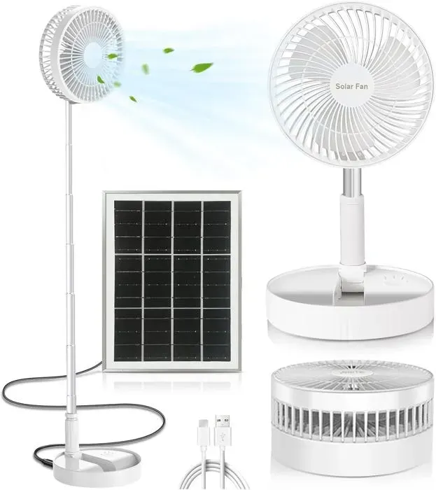 Ventilateur Sur Pied Silencieux Ventilateur Sur Solaire Et Batterie Rechargeable Usb Ventilateur De Table Réglable En Hauteur