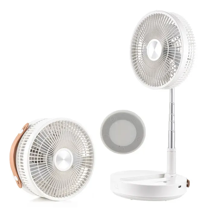 Ventilateur sur pied télescopique – Batterie 10800mAh Télécommande Lumineuse – Pour Camping Bureau – Blanc