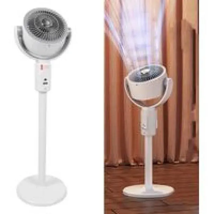 Ventilateur sur piedMoteur brushless silencieux 4 vitesses oscillation 90° télécommande – Hauteur ajustable 38-82cm – Blanc