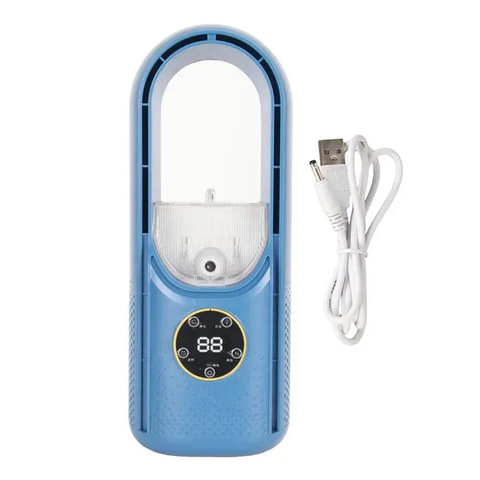 Ventilateur Table Sans Pales - LED USB Silencieux - 6 vitesses humidificateur minuterie - Bureau dortoir