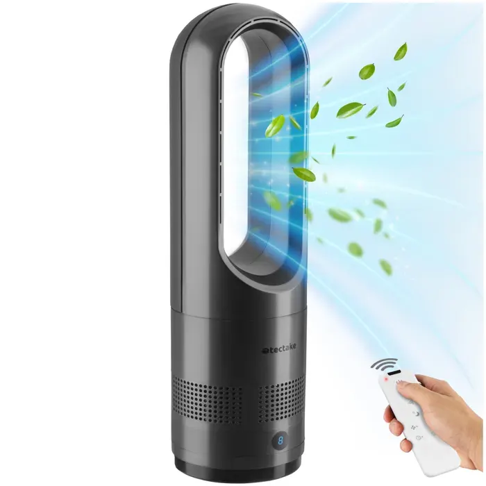 Ventilateur - TECTAKE - Ventilateur colonne POLAR avec oscillation 80° 8 niveaux de vitesse 20W Ø 145 x 555 cm - Gris anthracite