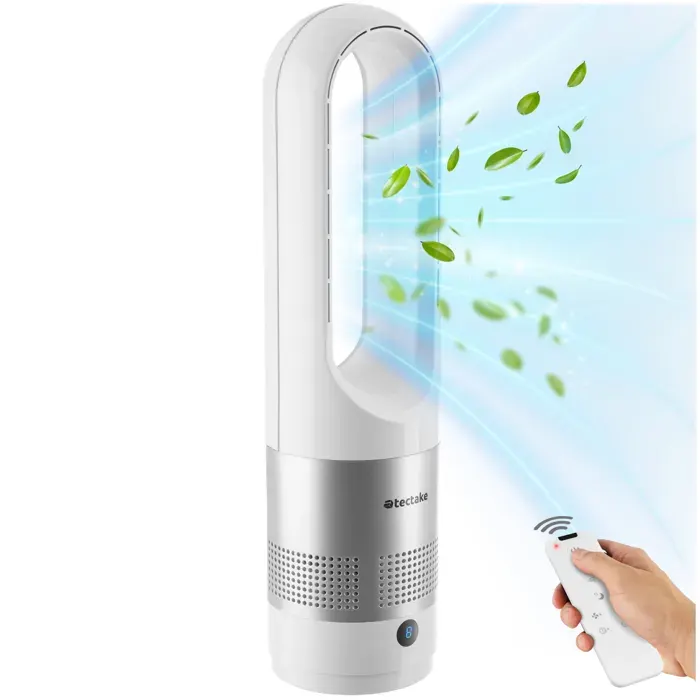 Ventilateur - TECTAKE - Ventilateur colonne POLAR avec oscillation à 80° 8 niveaux de vitesse 20W Ø 145 x 555 cm - Blanc