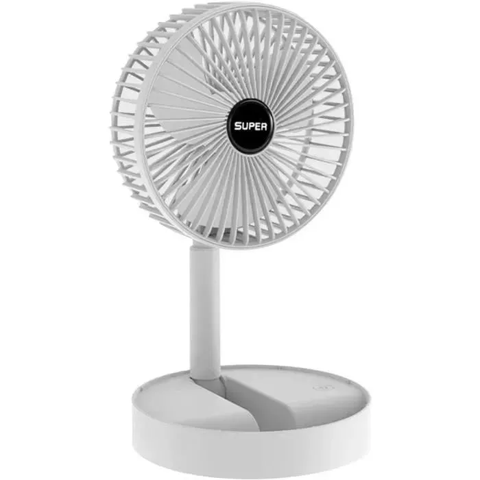 Ventilateur télescopique Pliable Ventilateur de Bureau Portable sans Fil Batterie intégrée Rechargeable USB 2000mAh Hauteur réglable