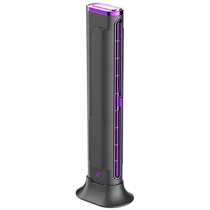 Ventilateur tour 15 rechargeable USB silencieux 3 vitesses compact gris foncé pour bureau/chambre/voyage. Meoiruery