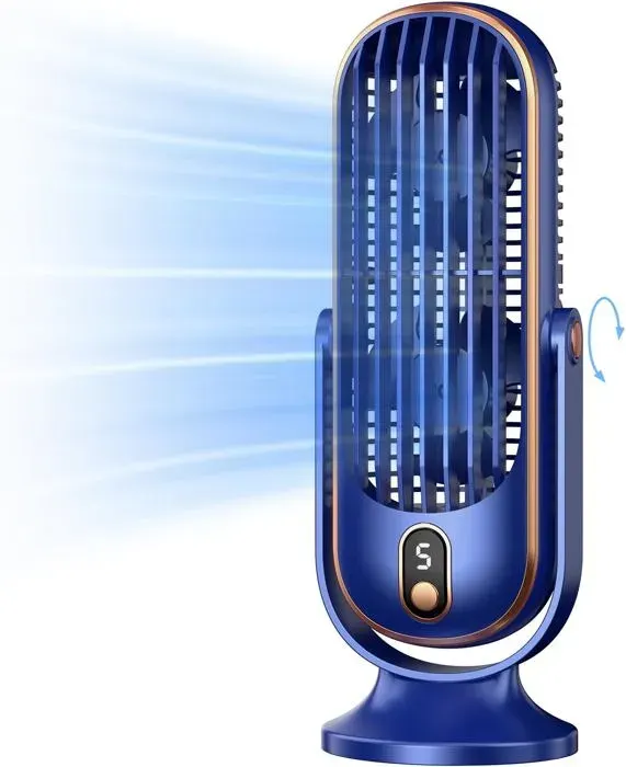 Ventilateur tour - AVEKI - Modèle portable - 5 vitesses - Rechargeable USB - Silencieux 30 dB