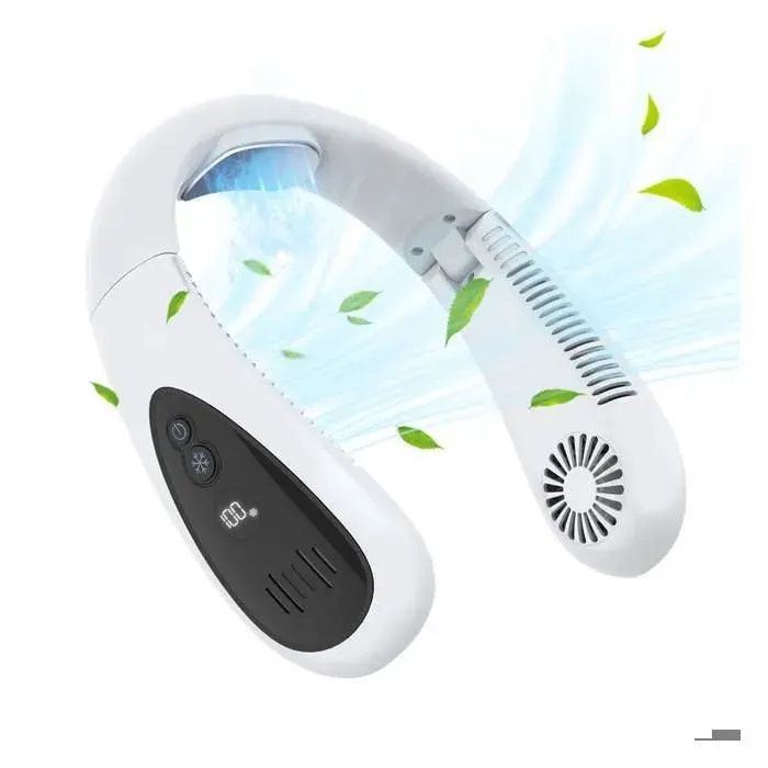 Ventilateur Tour de Cou Portable et Pliable - Sans Pales Rechargeable USB - Ventilateur Électrique Mains Libres