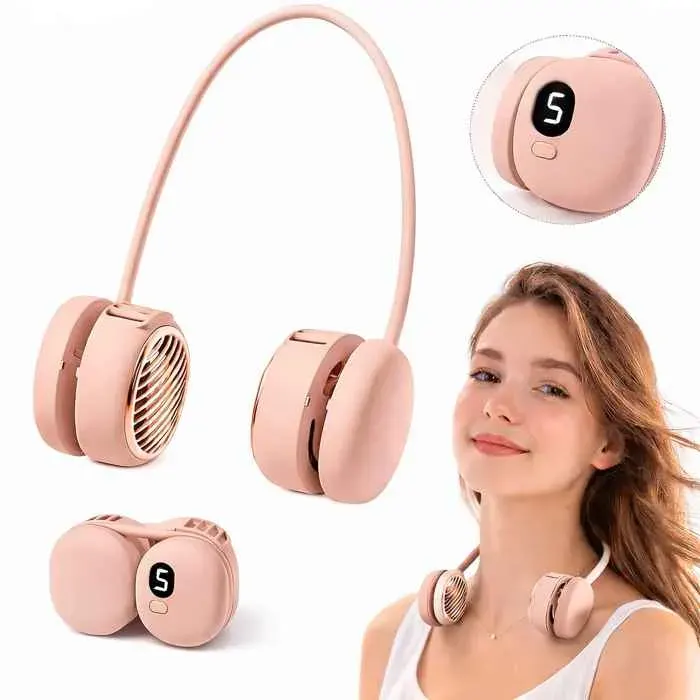 Ventilateur tour de cou portable sans pales silencieux USB longue autonomie 5 vitesses refroidissement
