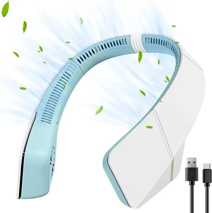 Ventilateur tour de cou portable silencieux rechargeable par USB sans pales 3 vitesses puissant pour casque découte