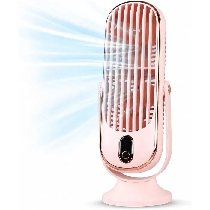 Ventilateur Tour de Table 5 Vitesses 22dB Compact USB avec Lames Détachables et Turbo Airflow Ventilateur de Bureau Portable Rose