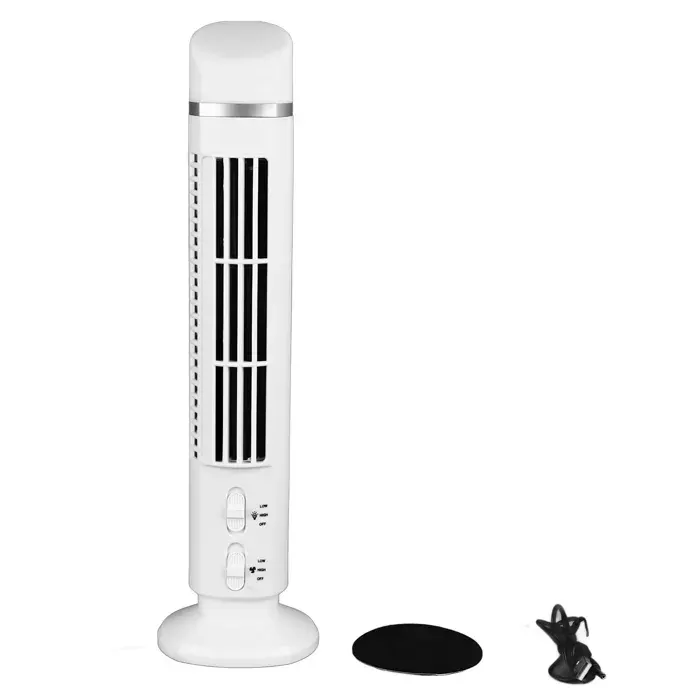Ventilateur tour sans lames – MLBQ – USB avec lumière LED – Mini bureau sécurité enfants – Blanc