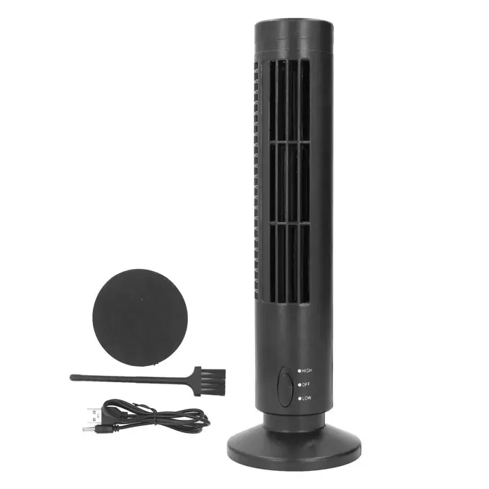 Ventilateur Tour – Sans Pale USB 2 Vitesses Silencieux – Bureau Voyage – Noir