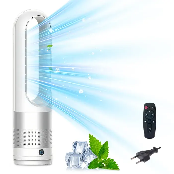 Ventilateur tour sans pales 14x14x56 cm 40 watts minuterie 8 heures et économie dénergie télécommande.