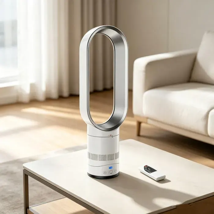 Ventilateur Tour Sans Pales 16 Pouces 80° Oscillation LED Sans Vitesse Réglable Minuterie 120min 40dB Silencieux Maison Bureau