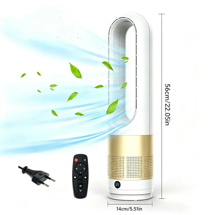 Ventilateur Tour Sans Pales 18 Pouces– Silencieuse et Économie d’Énergie Télécommande Minuterie 8H Oscillation Large 80° 20-40W