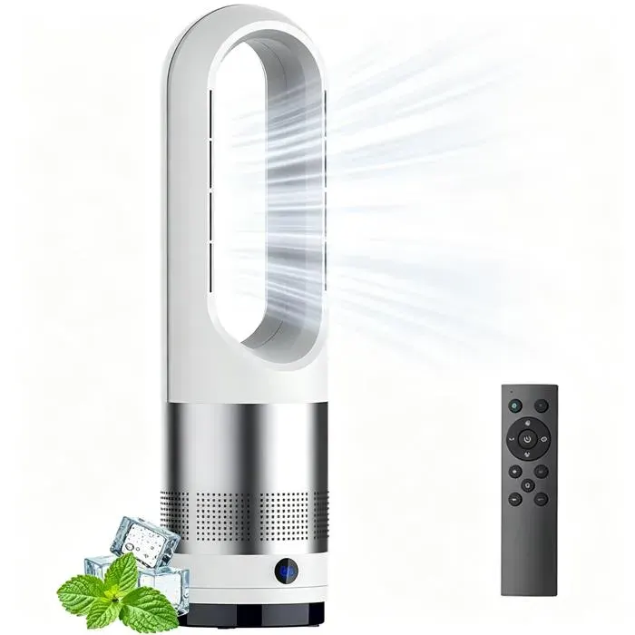 Ventilateur tour sans pales 22 pouces Silencieux 8 vitesses oscillation à 80° Minuterie de 8H pour Chambre Salon Bureau