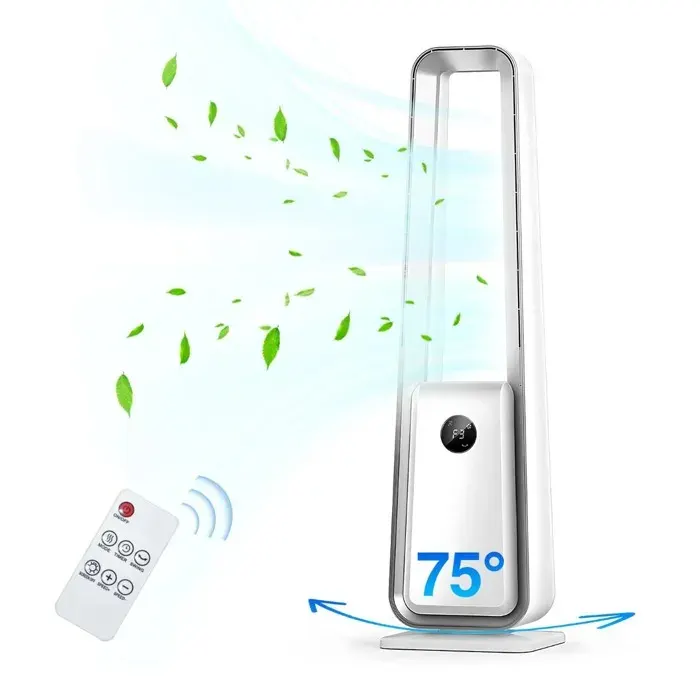 Ventilateur Tour Sans Pales 3-en-1 avec Télécommande Écran LED Silencieux 34dB 3 Vitesses et Modes Naturel/Normal/Sommeil Portée 6m