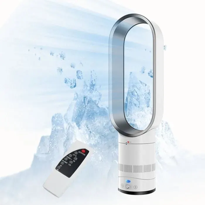 Ventilateur Tour Sans Pales - 40cm Oscillant Télécommande - Silencieux moderne minuterie 2h - Chambre bureau - Argenté