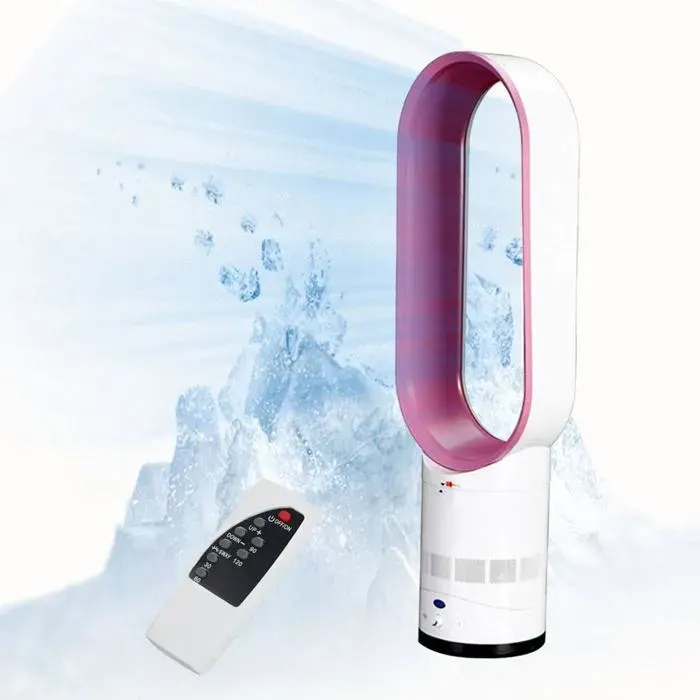 Ventilateur Tour Sans Pales - 40cm Oscillant Télécommande - Silencieux moderne minuterie 2h - Chambre bureau - Rose