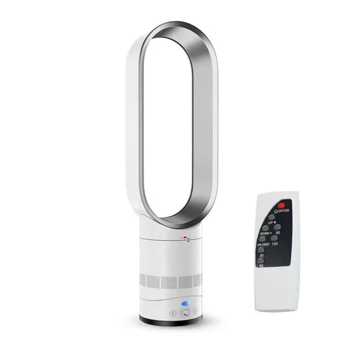 Ventilateur Tour Sans Pales - 40cm Télécommande Silencieux - Oscillation 90° - Chambre pièce bureau - Argenté