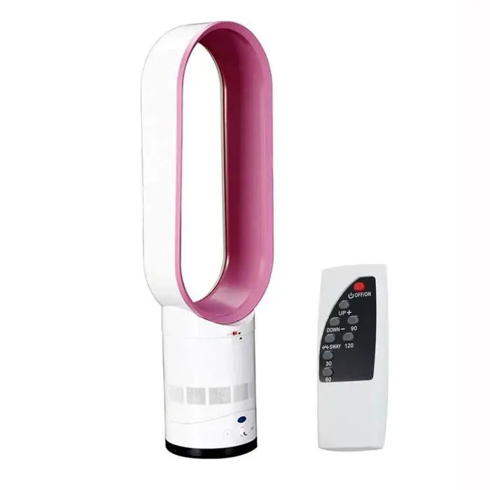 Ventilateur Tour Sans Pales - 40cm Télécommande Silencieux - Oscillation 90° - Chambre pièce bureau - Rose