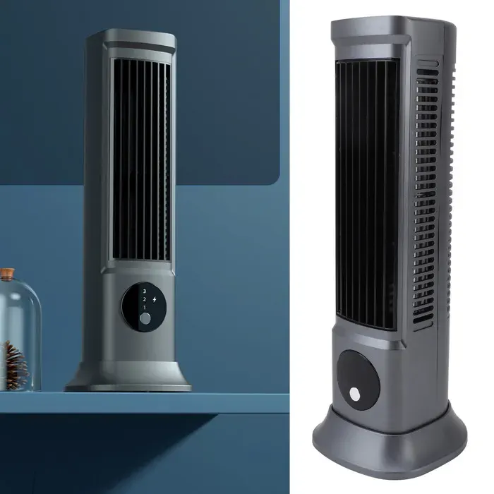 Ventilateur tour sans pales E3 – ultra-silencieux 20 dB 3 vitesses USB/batterie 1200 mAh gris clair – bureau/dortoir