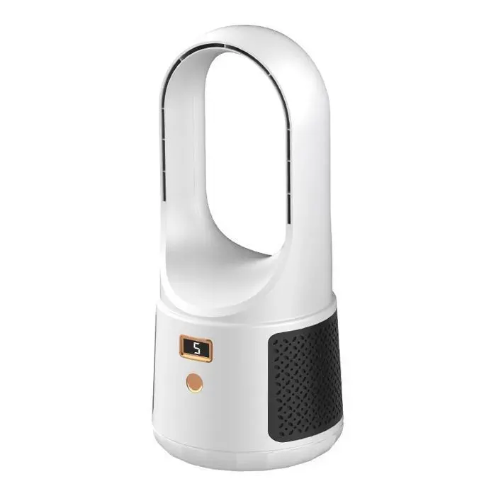 Ventilateur Tour Sans Pales - Rechargeable USB-C Portable 6 Vitesses Affichage Digital - Blanc