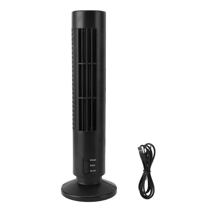 Ventilateur tour sans pales – USB silencieux 2 vitesses – pour bureau chambre – Noir 6x33cm