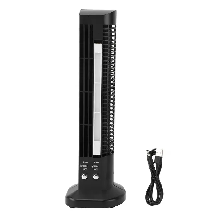 Ventilateur tour sans pales – USB silencieux avec veilleuse – pour bureau Noir