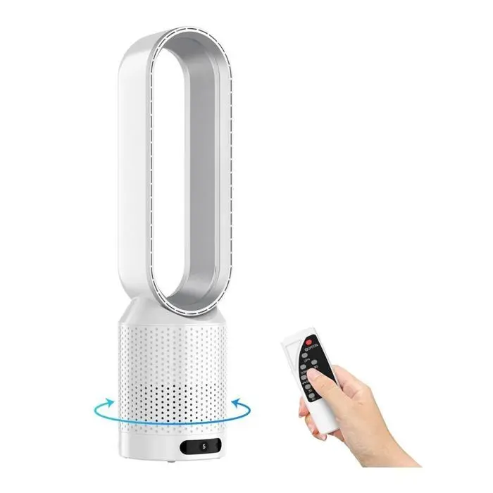 Ventilateur Tour Sans Pales Ventilateur Colonne Purificateur Dair Silencieux avec Télécommande Hauteur 58 cm Oscillant à 90°