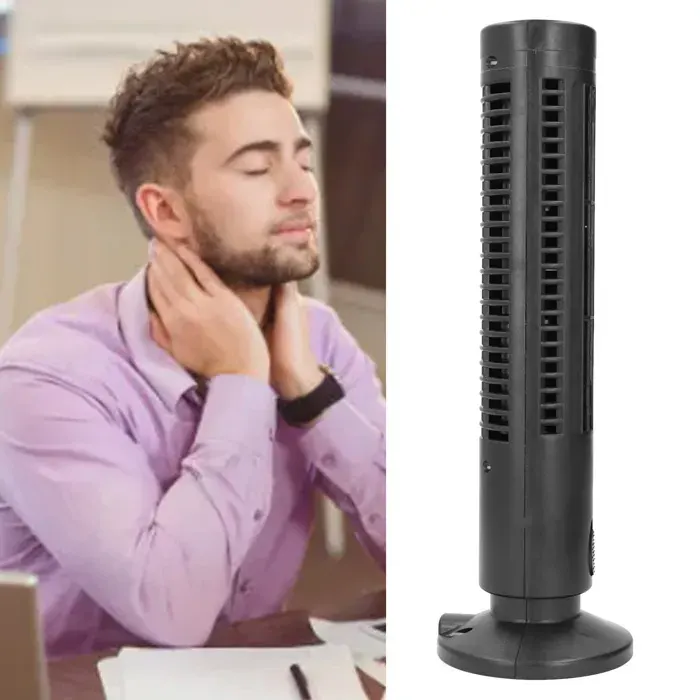 Ventilateur tour USB sans pales – 2 vitesses silencieux et économe – bureau/domicile – noir