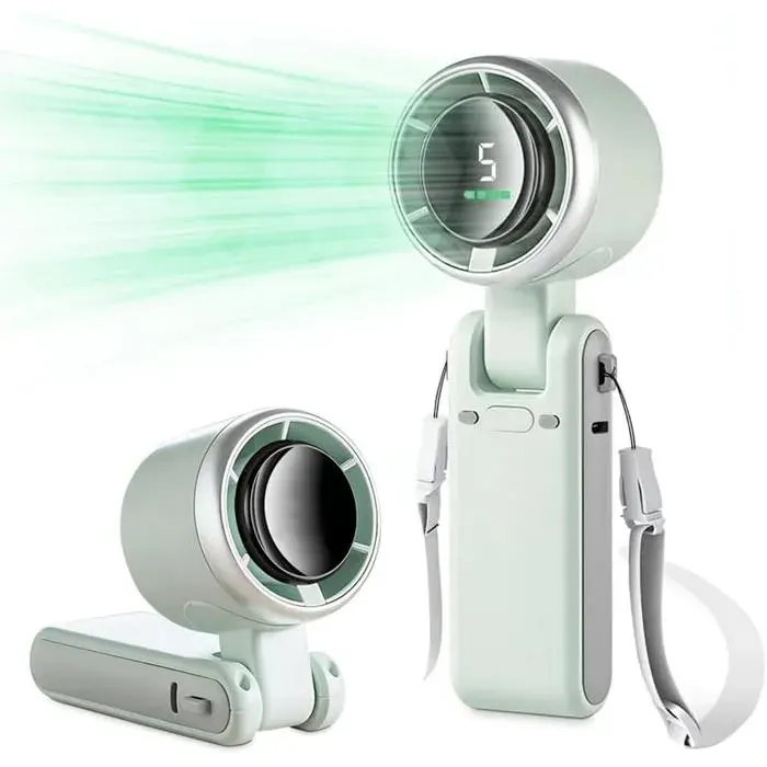 Ventilateur turbo portable 3 en 1 électrique pliable USB avec 5 vitessesventilateur tour de cou réglable à 180°