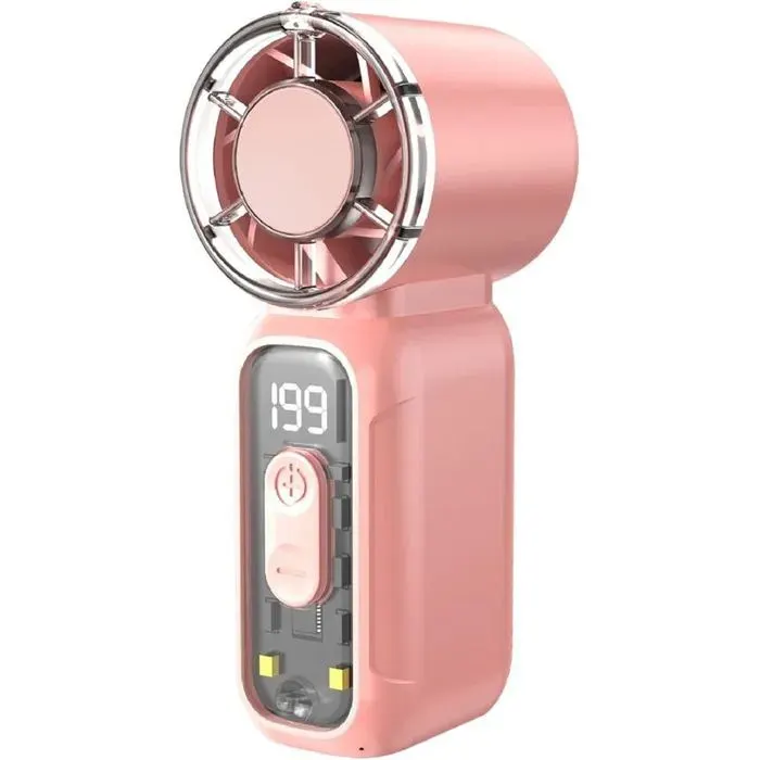 Ventilateur turbo Portable à main Mini Rechargeable avec 199 vitesses réglables Lampe torche LED intégrée Utilisation