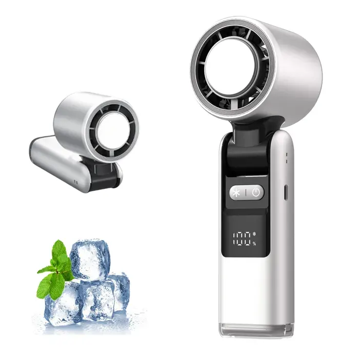 Ventilateur Turbo Portable Pliable100 Vitesses Réglables Mini Ventilateur Haute Vitesse écran LEDpour VoyageBureauCampingMaison