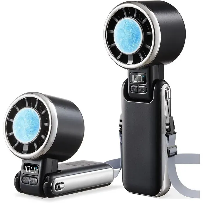 Ventilateur turbo portable refroidissement glace batterie 4500mAh 5 vitesses autonomie 13h rechargeable pour voyage personnel