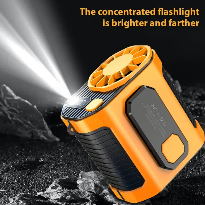 Ventilateur turbo taille ventre 5000 mAh – 11 m/s ultra-rapide – pour travaux extérieurs pêche – orange