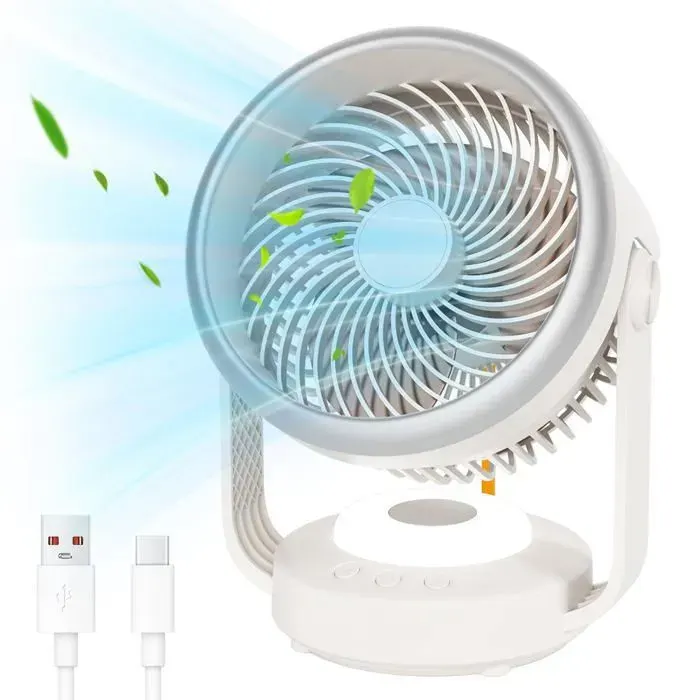 Ventilateur Ultra Silencieux Portable Ventilateur 5400mah Ventilateur Circulateur dAir Avec 4 Vitesses et Inclinaison Réglable