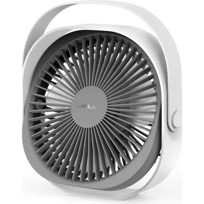 Ventilateur USB - 220 mm - Rechargeable - Silencieux - Réglable 3 Vitesses - Orientation 360° - Poignée Amovible - Pour Bureau Cha